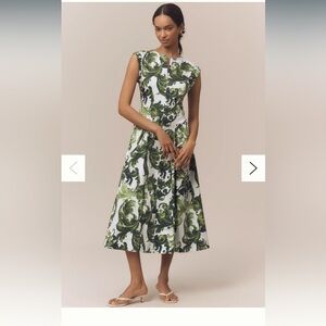 Maeve Green Pattern Midi Dress NWT